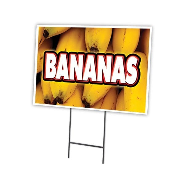 Bananas Yard Sign & Stake outdoor plastic coroplast window, C-1824 Bananas
